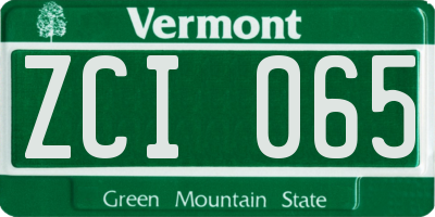 VT license plate ZCI065