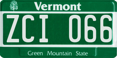 VT license plate ZCI066