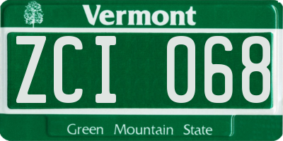 VT license plate ZCI068