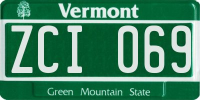 VT license plate ZCI069