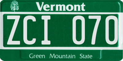 VT license plate ZCI070