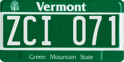 VT license plate ZCI071