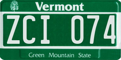VT license plate ZCI074