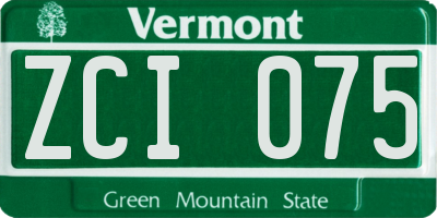 VT license plate ZCI075