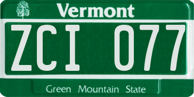 VT license plate ZCI077