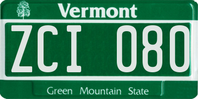 VT license plate ZCI080
