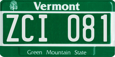 VT license plate ZCI081