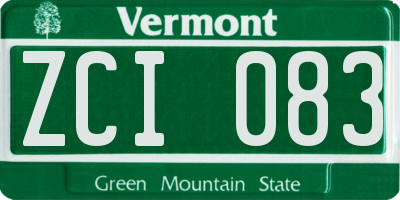 VT license plate ZCI083
