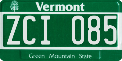 VT license plate ZCI085