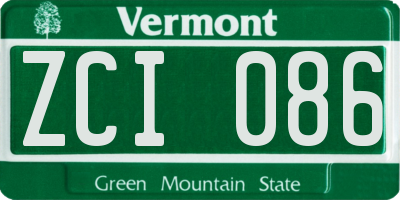 VT license plate ZCI086
