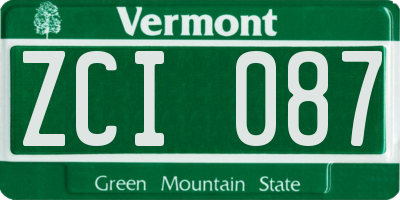 VT license plate ZCI087