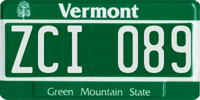 VT license plate ZCI089