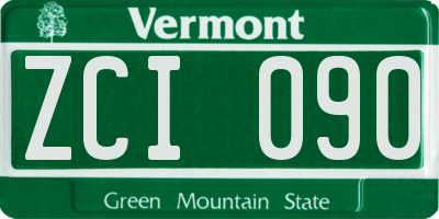 VT license plate ZCI090