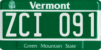 VT license plate ZCI091