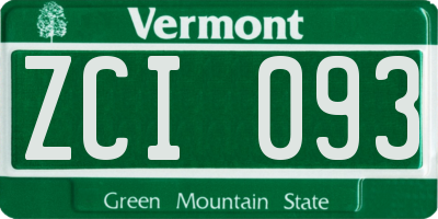 VT license plate ZCI093