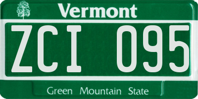 VT license plate ZCI095