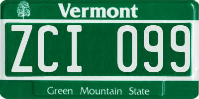 VT license plate ZCI099