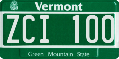 VT license plate ZCI100