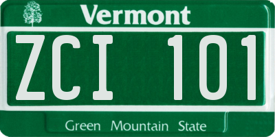 VT license plate ZCI101