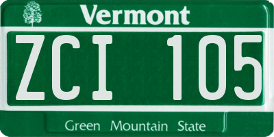 VT license plate ZCI105