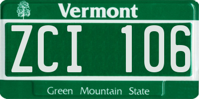 VT license plate ZCI106
