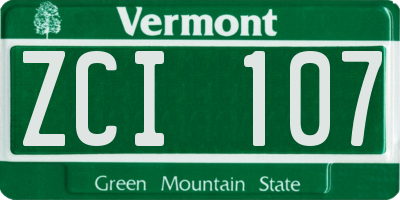 VT license plate ZCI107