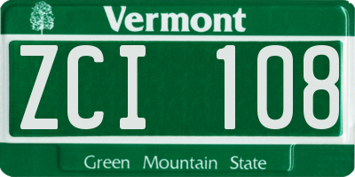 VT license plate ZCI108