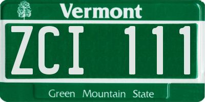 VT license plate ZCI111