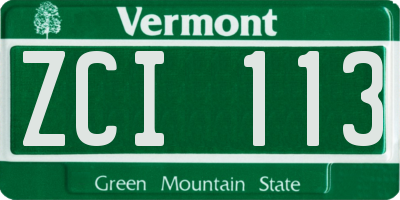 VT license plate ZCI113