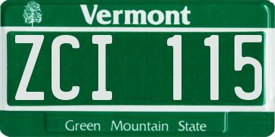 VT license plate ZCI115