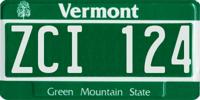 VT license plate ZCI124