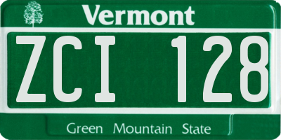 VT license plate ZCI128