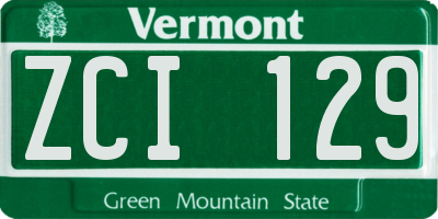 VT license plate ZCI129