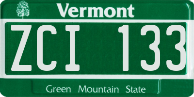 VT license plate ZCI133