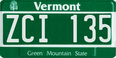 VT license plate ZCI135