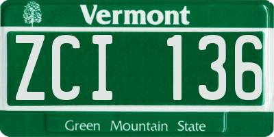 VT license plate ZCI136