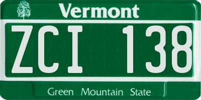 VT license plate ZCI138