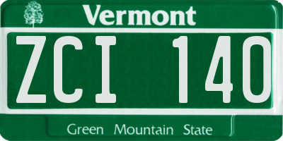 VT license plate ZCI140