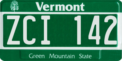 VT license plate ZCI142