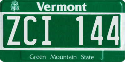 VT license plate ZCI144