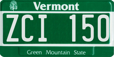VT license plate ZCI150