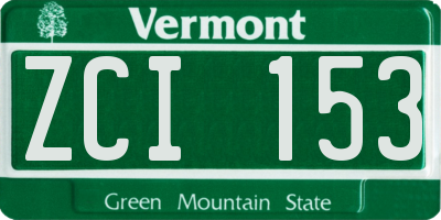 VT license plate ZCI153