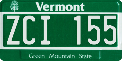 VT license plate ZCI155