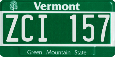 VT license plate ZCI157