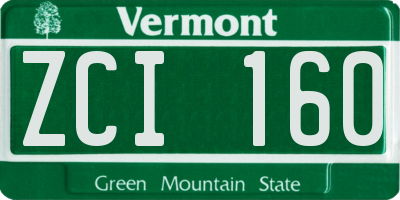 VT license plate ZCI160