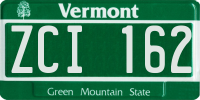 VT license plate ZCI162