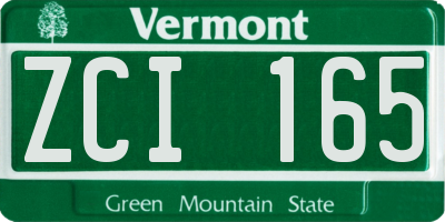VT license plate ZCI165