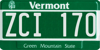 VT license plate ZCI170