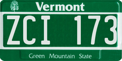 VT license plate ZCI173