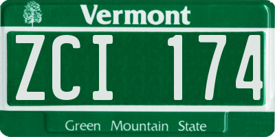 VT license plate ZCI174